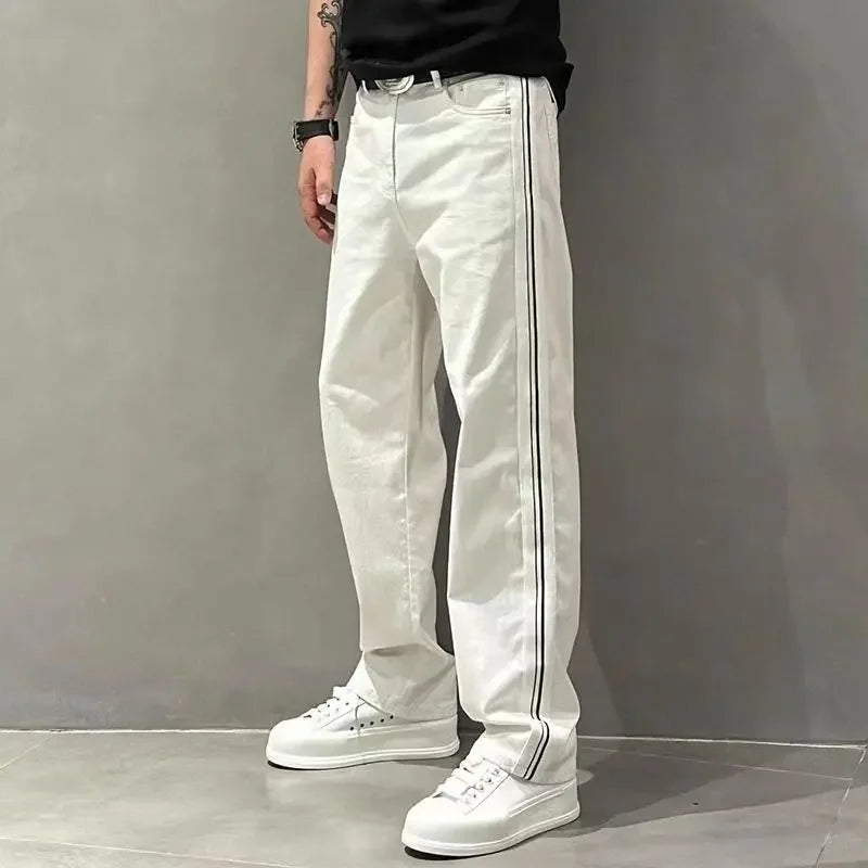 Trousers Light Blue Flared Male Cowboy Pants Straight Jeans for Men Bootcut Harajuku New in High Quality Designer 2024 Fashion