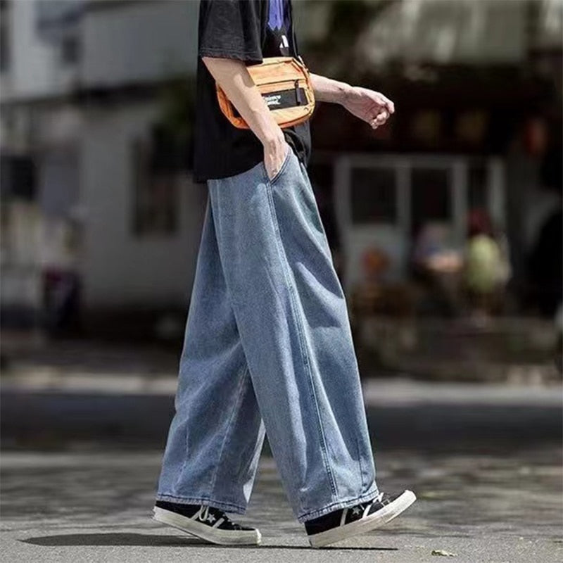 Men Jeans Wide Leg Denim Cargo jean pants Loose Straight Baggy Men's Jeans hip hop Streetwear Skateboard Neutral denim Trousers