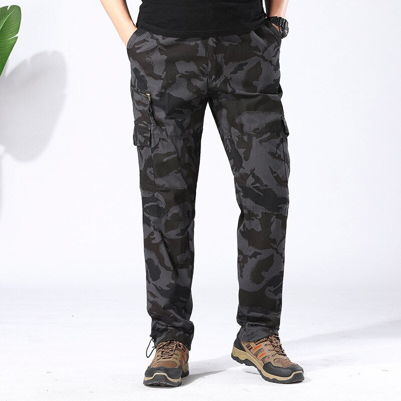 Cotton Cargo Pants Men Overalls Army Military Style Tactical Workout Straight Trousers Outwear Casual Multi Pocket Baggy Pants