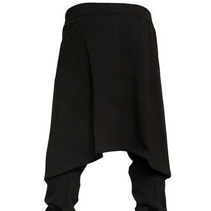 Brand Cool Mens Gothic Punk Style Harem Pants Black Hip-hop Wear Loose Pants DrawString Baggy Dancing Crotch Trousers