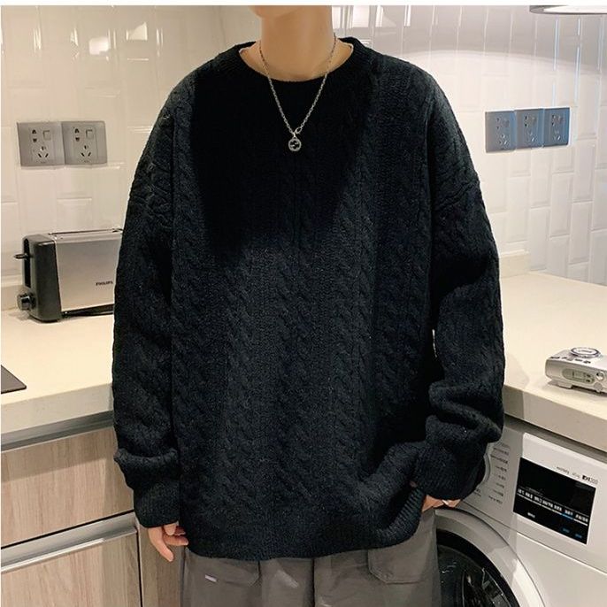 Spring Autumn Winter Fashion Man Casual Men's Loose Tess Cool Boys Pullover Knitted Sweater Soft Stripes Tops Warm Twist Retro