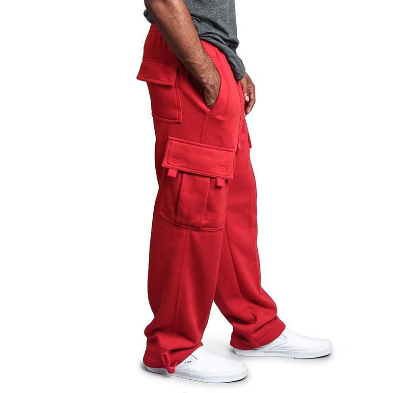 Men Sweatpants Long Pants Loose Sport Fit Jogging Joggers Sweat Pocket Cargo Pants Trousers Plus-size S-4XL