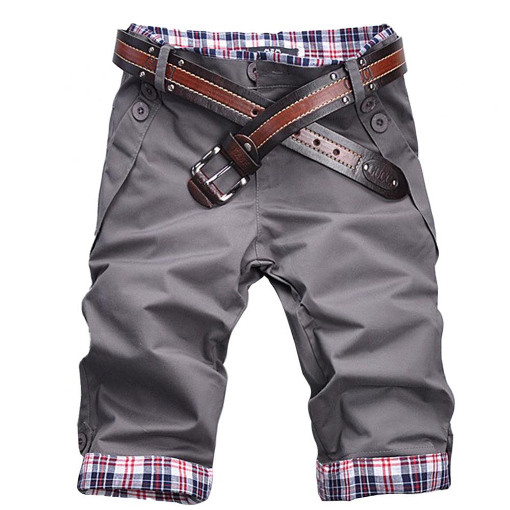 Men Shorts Casual Summer Cargo Loose Quick Dry Beach Plaid Pockets Buttons Fifth Fitness Jogging Workout