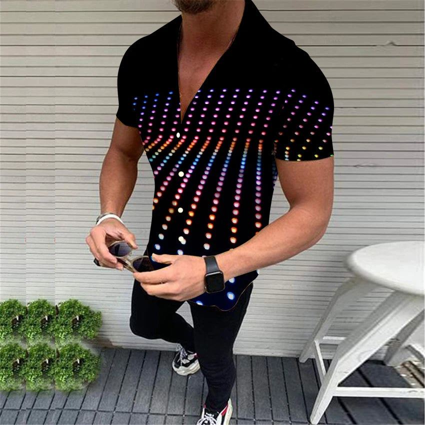 FORUWISH  -  High Quality Fashion Men's Oversized Casual social shirts Print Short Sleeve Men's Clothing Prom Party Cardigan Blouses S-4XL