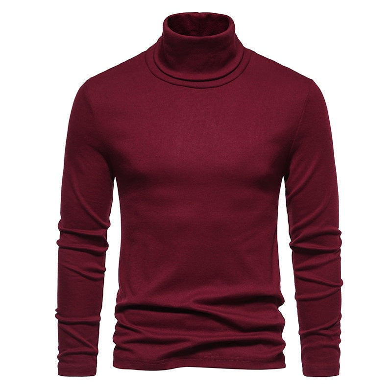 Men‘s Turtleneck Sweater Knitted Pullovers Bottoming Knitwear Fashion Casual Slim Fit Solid Color Stretch Pullover Sweaters Men