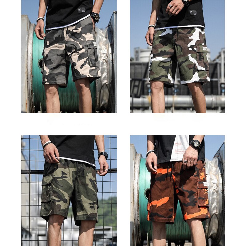 Summer Men's Cotton Shorts Multi-Pocket Camo Cargo Shorts Fashion Beach Pants Trend Loose High-Quality Large Size Sports Shorts