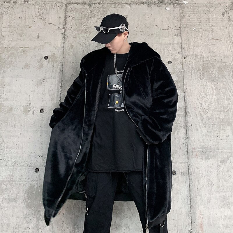 Winter New Lamb Wool Jacket Harajuku Fashion Casual Oversize Pattern Male Thicken Warm Parkas Hip Hop Loose Coat