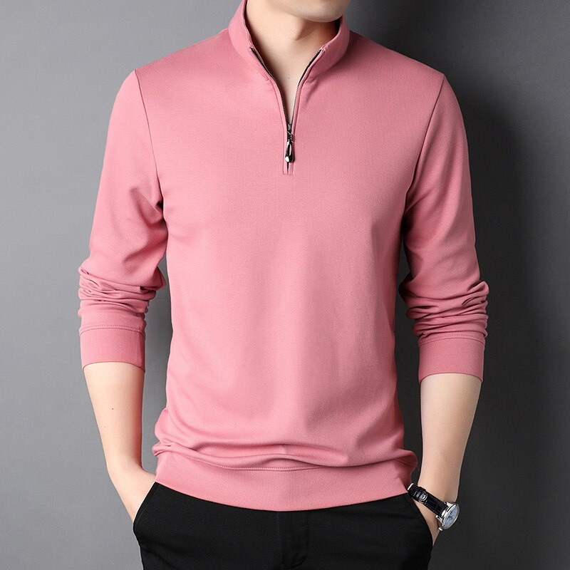 Top Grade New Fashion Brand Luxury Zipper Polo Shirt Men Casual Plain Korean Solid Color Long Sleeve Tops Mens Clothing 2023