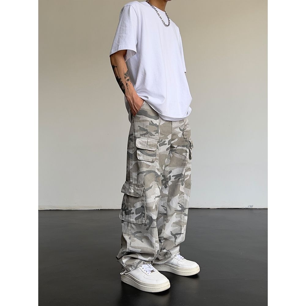 Streetwear Fashion Men Camouflage Cargo Pants Multi-pocket Hip Hop Male Clothing Loose Sports Aesthetic Tactical Wide Trousers