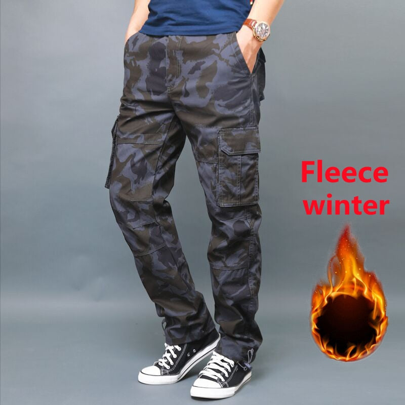 Men's Cargo Pants Mens Casual Multi Pockets Military Large Size Tactical Pants Men Outwear Army Straight Winter Pants Trousers