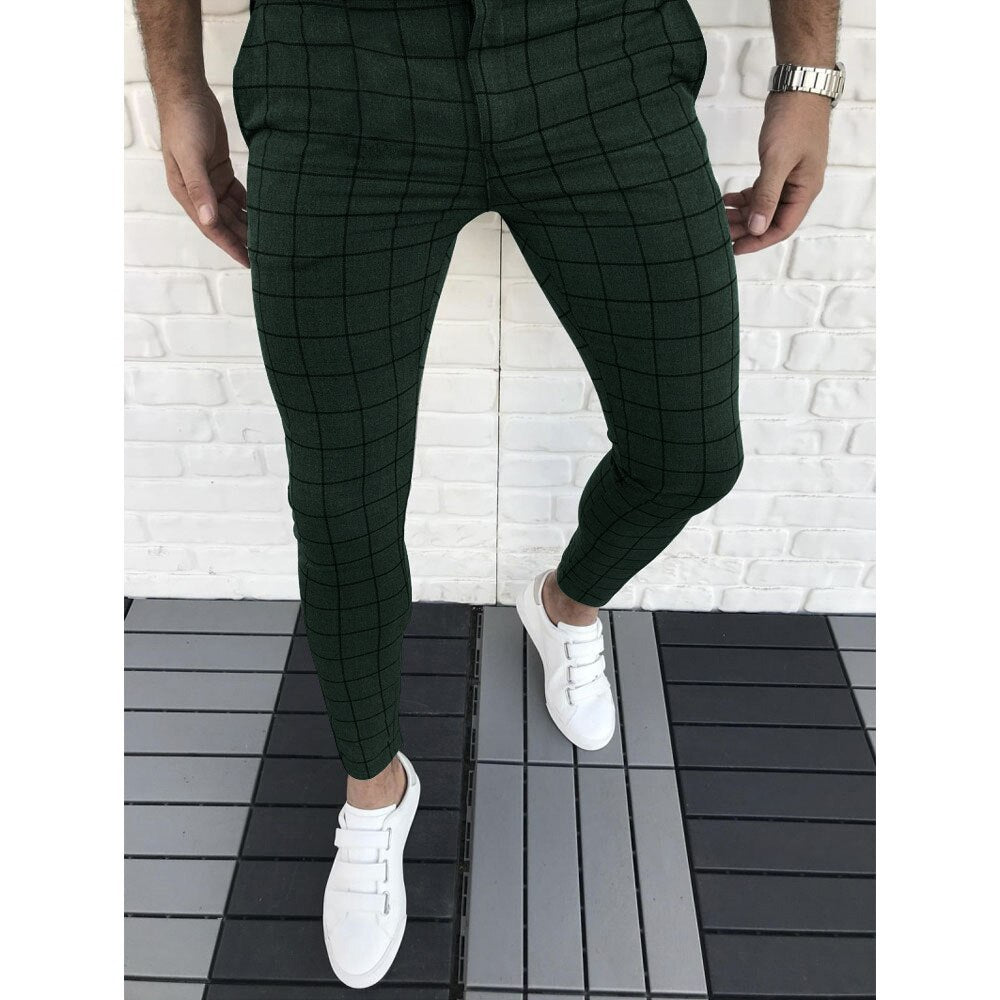 Plaid Men Pants Skinny Pants Men's Clothing Pantalon Trousers Pencil Pants Men's Ropa Hombre Streetwear Men Smart Casual Pants