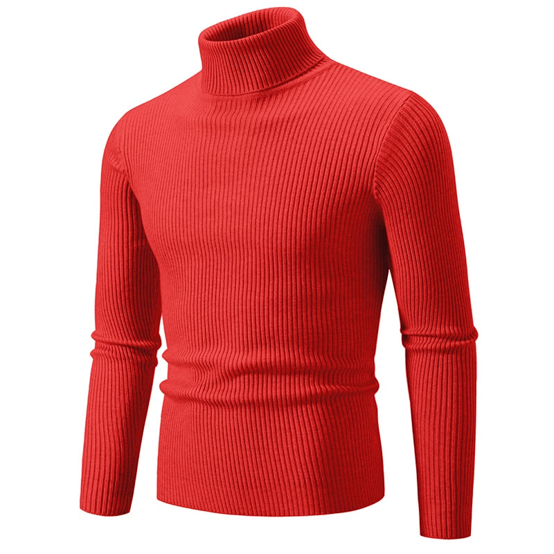 Autumn Winter Turtleneck Sweater Men Warm Knitted Solid Color Pullovers Men's Slim Fit Casual Turtleneck Knitwear Man Sweaters