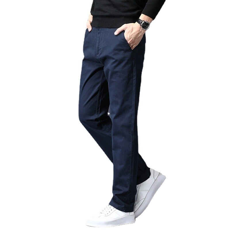 Men‘s Casual Cargo Cotton Pants Men Pocket Loose Straight Pants Elastic Work Trousers Brand Fit Joggers Male Super Large  Size