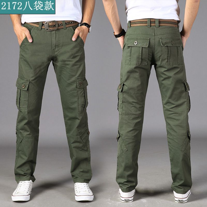 2023 Hot Sale Autumn Men's Cargo Pants Pure Cotton Casual Straight Loose Cargo Trousers Military Work Pants for Male B118