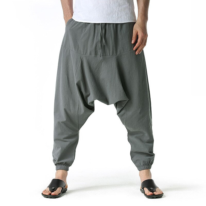 S-3XL!2023 Spring and Autumn New Men's Harem Large Pocket Elastic Trousers Casual Outdoor Party Pants