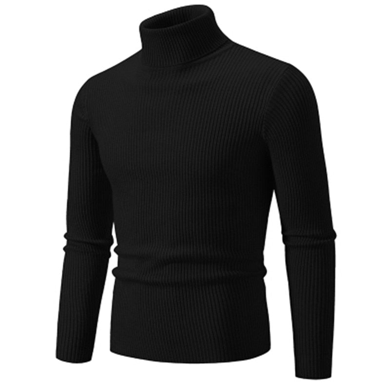 Autumn Winter Turtleneck Sweater Men Warm Knitted Solid Color Pullovers Men's Slim Fit Casual Turtleneck Knitwear Man Sweaters