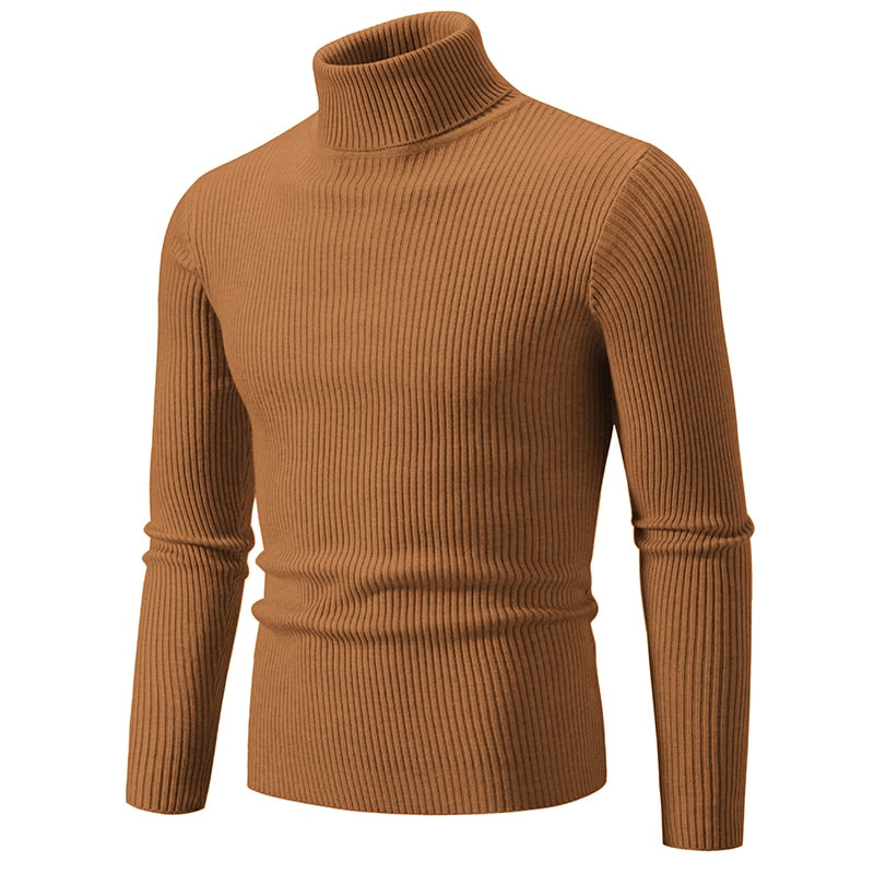 Autumn Winter Turtleneck Sweater Men Warm Knitted Solid Color Pullovers Men's Slim Fit Casual Turtleneck Knitwear Man Sweaters