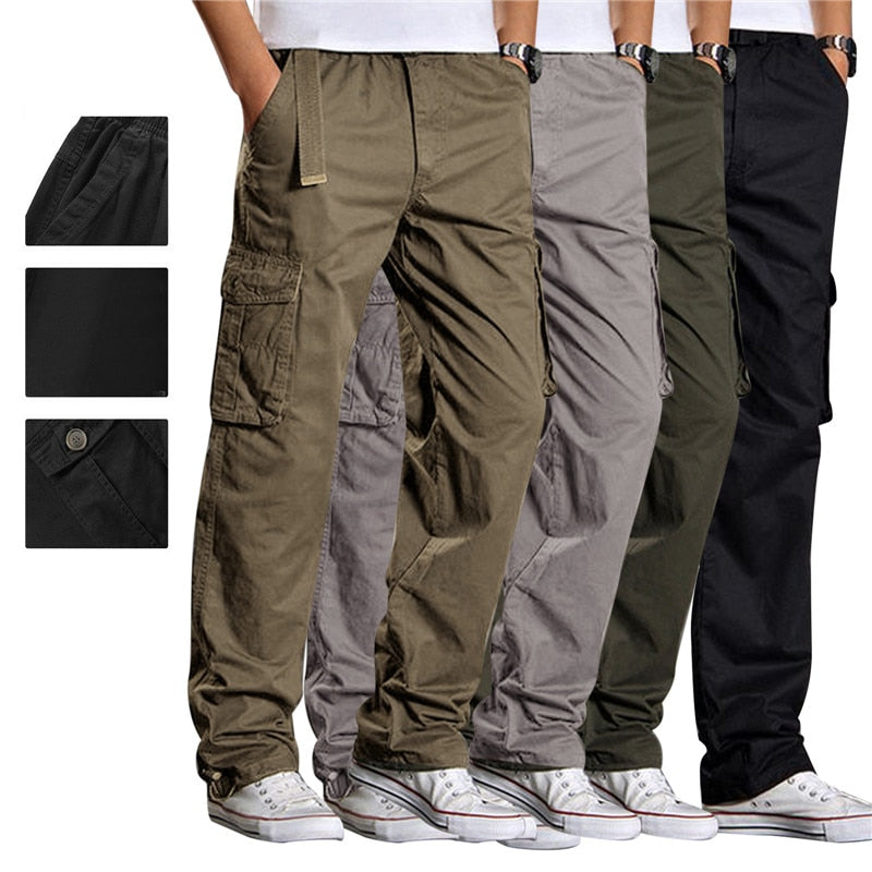 Brand Casual Pants men cargo pants cotton loose trousers mens pants overalls Multi Pocket Straight Joggers Homme 3XL