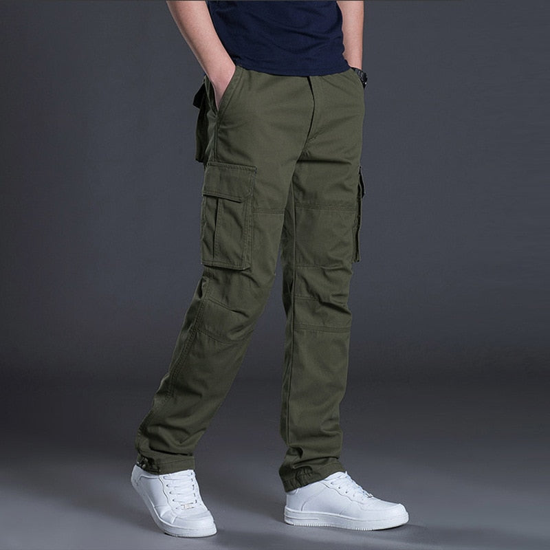 Men's Cargo Pants Mens Casual Multi Pockets Military Large Size Tactical Pants Men Outwear Army Straight Winter Pants Trousers