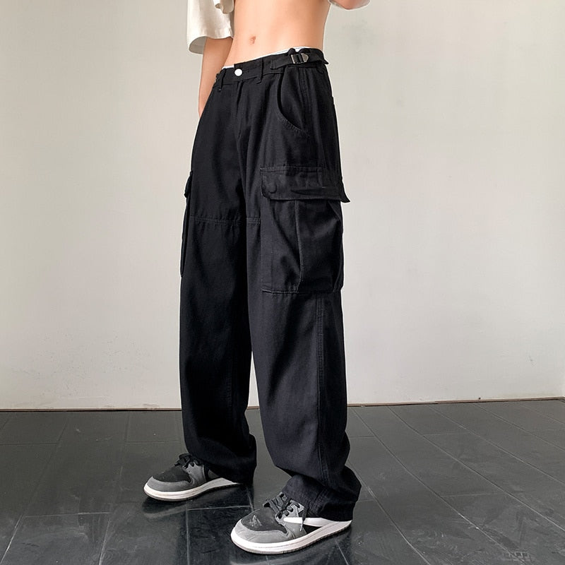 Work pants Japanese men's summer fashion brand versatile straight casual pants ruffian handsome big pocket loose Street handsome