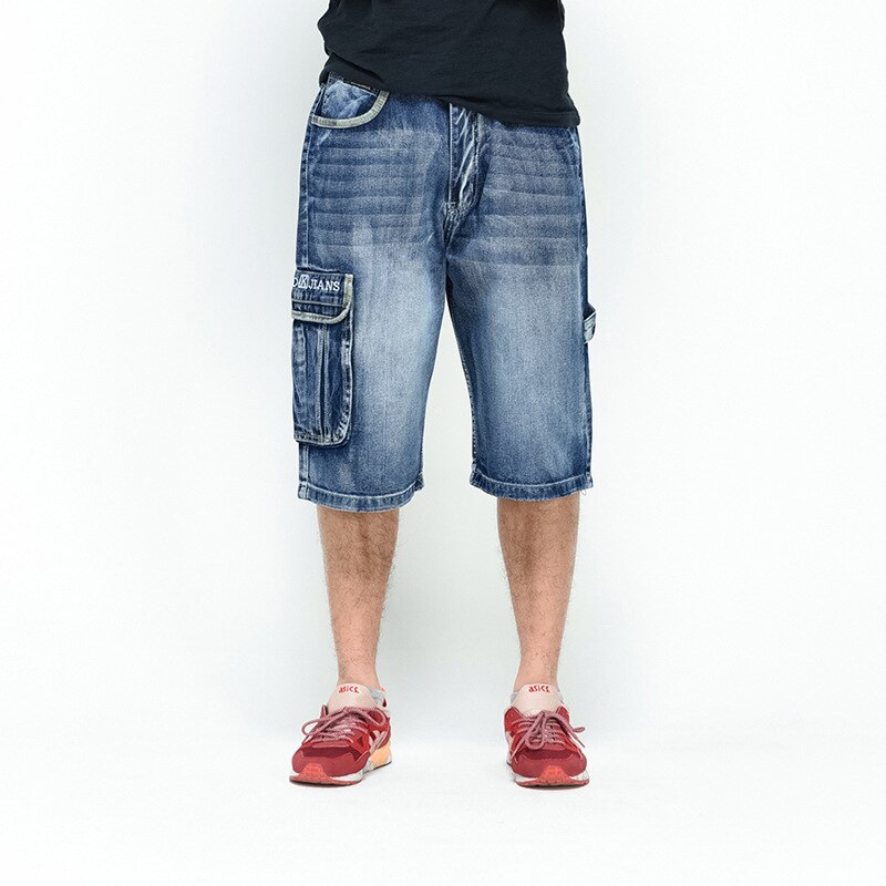 Plus Size Mens Loose Baggy Denim Shorts Fashion Streetwear Hip Hop Skateboard Cargo Jeans Short for Male Straight Short Pants