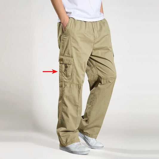 Brand Casual Pants men cargo pants cotton loose trousers mens pants overalls Multi Pocket Straight Joggers Homme 6XL