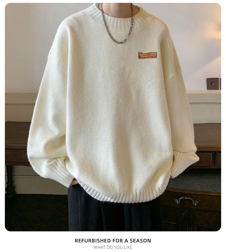 Autumn Winter Fashion Man Solid Pring Casual O Neck Men's Loose Tess Cool Boys Pullover Knitted Sweater All Match Soft