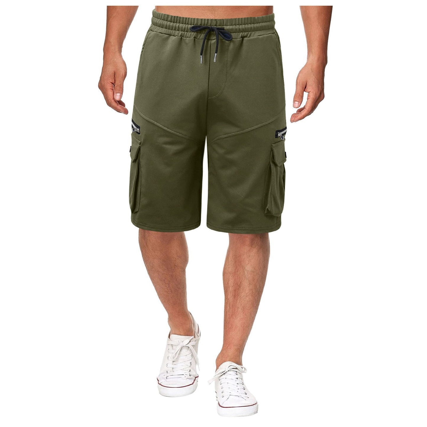 Men's Summer 8-Color Cargo Shorts Brocade Silk Cotton Loose Size Five-Point Medium Pants men's  multi-bag cargo pant