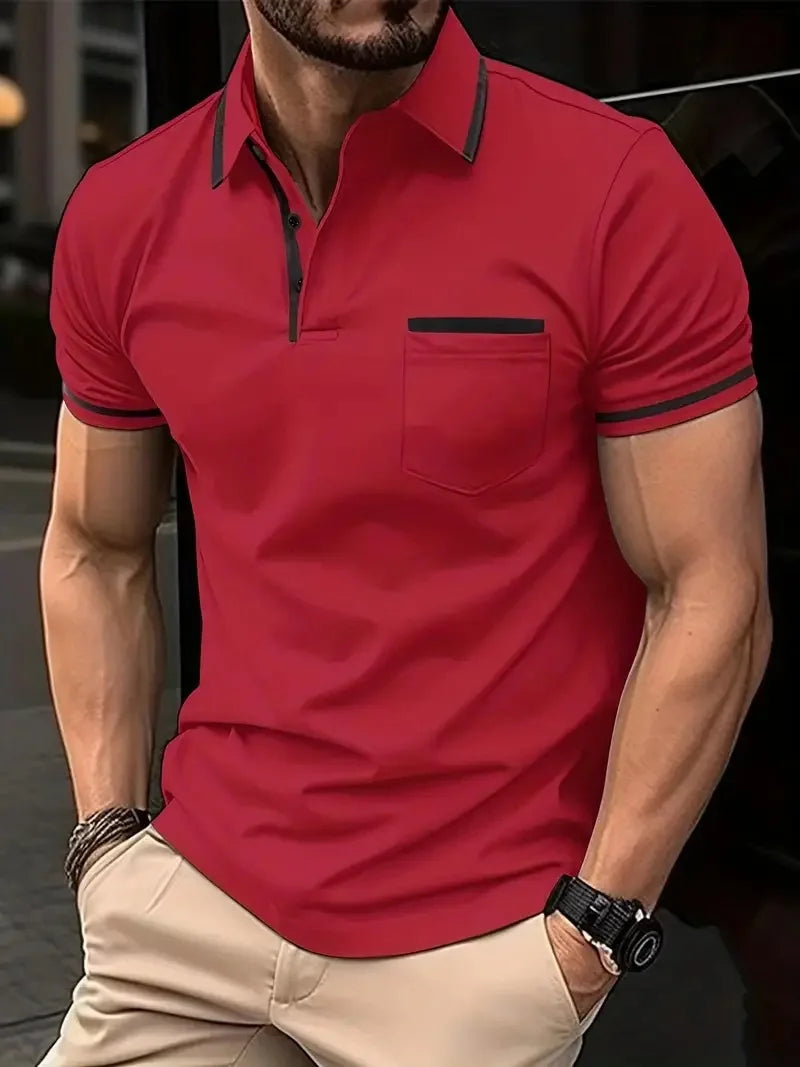 FORUWISH  - summer men's casual short-sleeved Polo shirt solid color lapel fashion business sports breathable T-shirt top