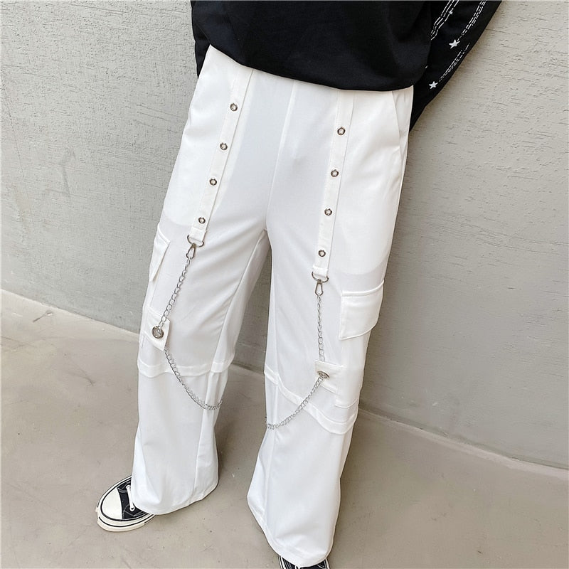 2023 Men Spring Autumn New Long Wide-leg Pants Men's Casual Loose Straight Trousers Male Solid Color Casual Cargo Pants U213