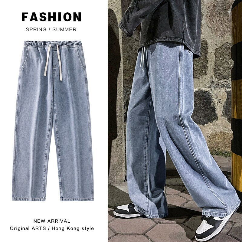 2023 New Korean Fashion Loose Jeans Men Classic Straight Baggy Straight Wide Leg Trousers Street Hip Hop Pants Couple Denim 3XL