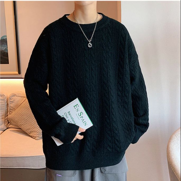 Spring Autumn Winter Fashion Man Casual Men's Loose Tess Cool Boys Pullover Knitted Sweater Soft Stripes Tops Warm Twist Retro