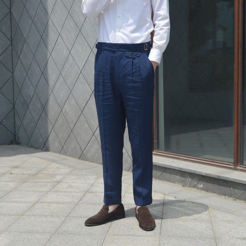 Men's Casual Trousers Cotton Linen Male Fashion Slim Fit Hot Sale Retro Pants High Waist 2023 Top Trousers Men's Clothing B65