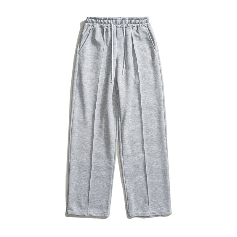 2023 Spring New Men's Baggy Sweatpants Korean Fashion Streetwear Light Grey Straight Wide Leg Pants Casual Trousers Male