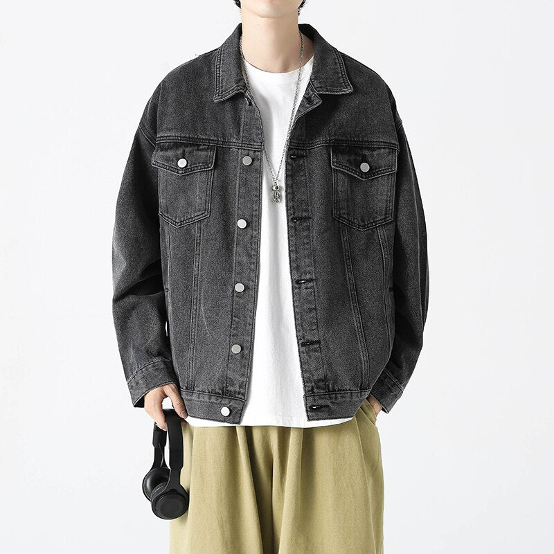 Oversize Men's Denim Jacket Autumn New Jean Coats Korean Fashion Hip Hop Streetwear Multi-pocket Loose Casual Outerwear