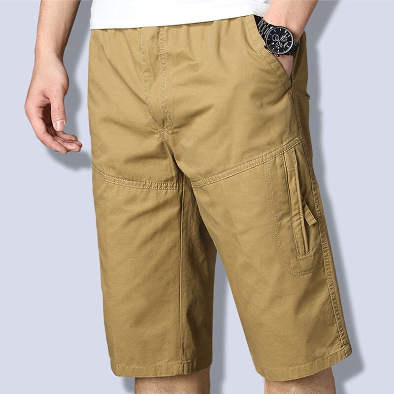 2023 Men's Summer Multi Pockets Casual Cargo Shorts Plus Size 100% Cotton Shorts For Men Loose Outwear Jogger Shorts Male 6XL