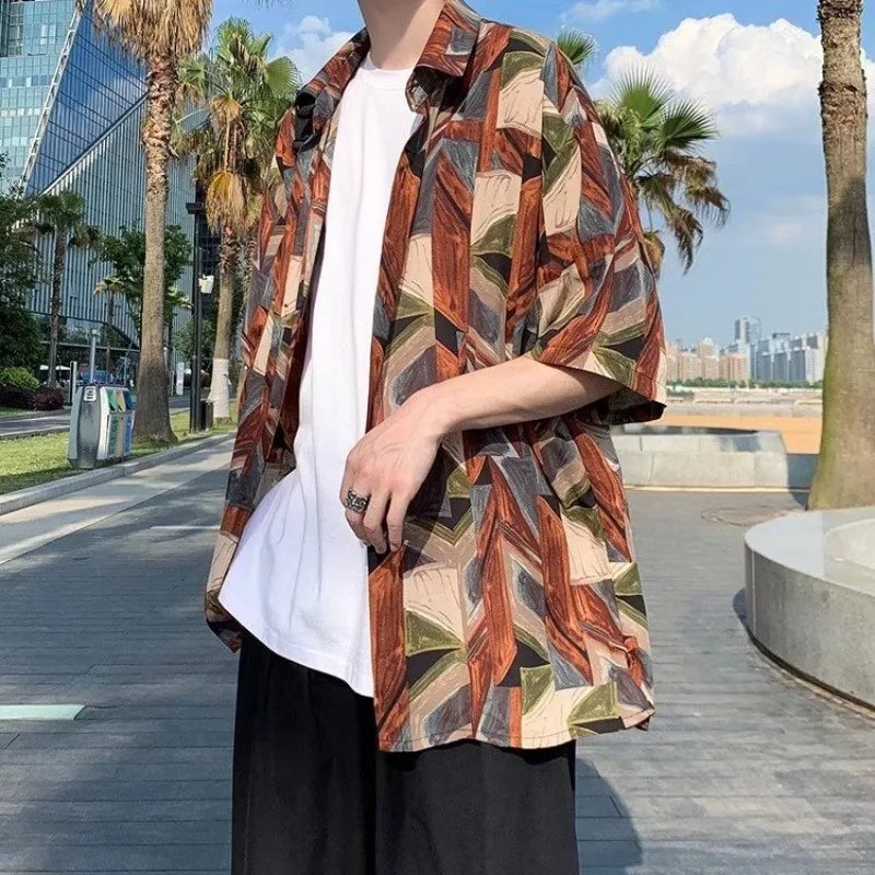 Hawaiian Shirts Men Summer Vintage Designed Loose Breathable Korean Fashion All-match Y2k Top Harajuku Streetwear Camisas Chic