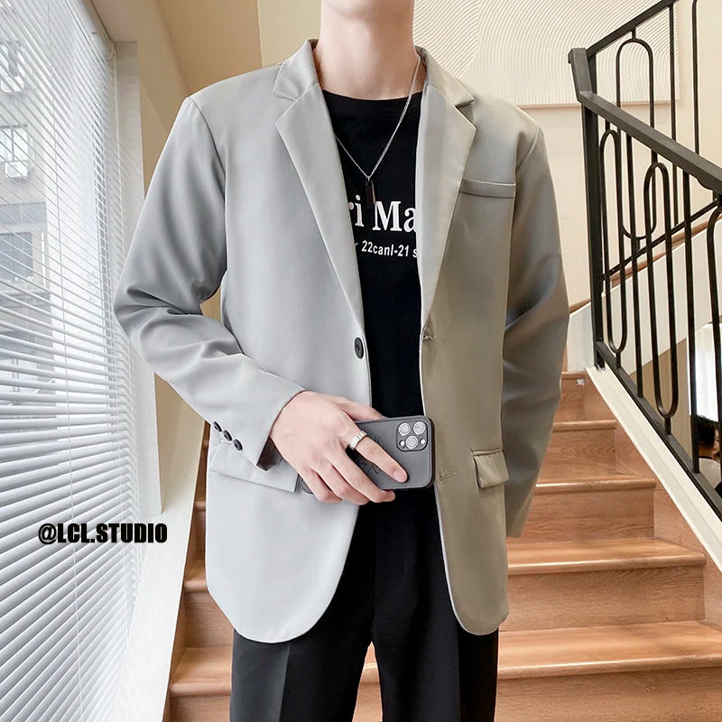 Stylish New Men Blazer Business Casual Handsome Male Spring Leisure Buttons Male All-match Simple Suits Blazer Coats S-3XL