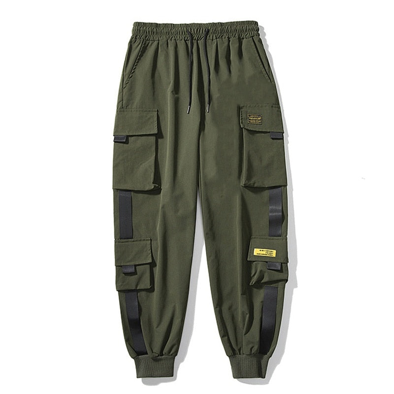 Men Block Black Pocket Cargo Pants Harem Joggers Harajuku Sweatpant Hip Hop Tactical Trousers