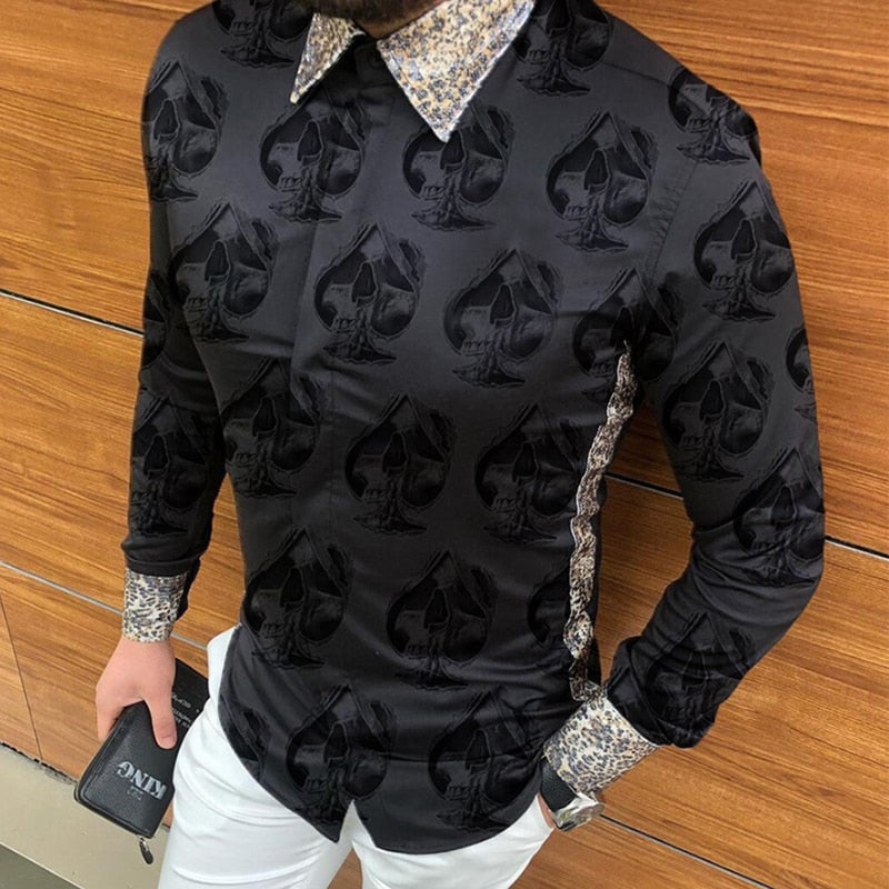 Casual Loose Turn-down Collar Mens Shirts Vintage Printing Button Short Sleeve Tops Summer Men Clothing Fashion Streetwear