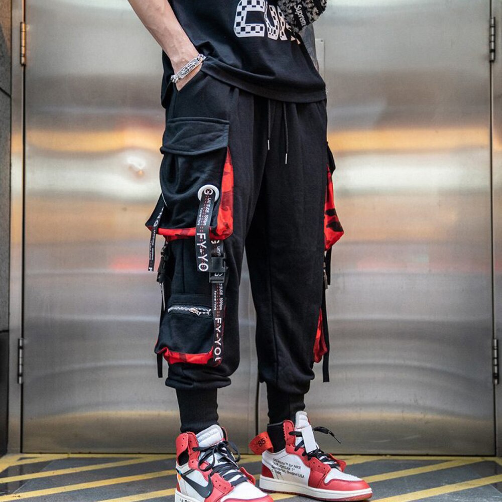 Hip Hop Cargo Pants Harem Joggers Trousers Men Women Ribbons Pockets Streetwear Summer Casual Loose Sweatpant Men's Clothing