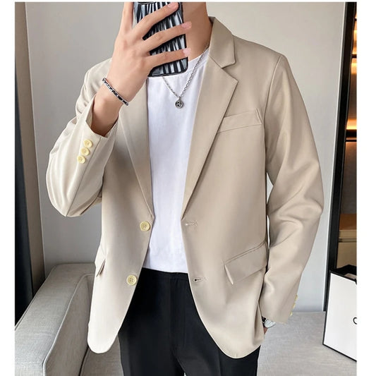 Versatile Autumn Winter Men's Solid Casual Loose Pockets Jacket Button Coat Boy Casual Pocket Business