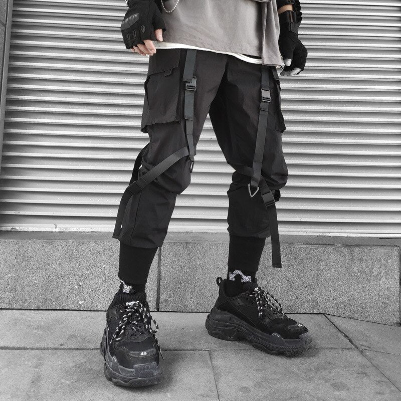 Hip Hop Cargo Pants Harem Joggers Trousers Men Women Ribbons Pockets Streetwear Summer Casual Loose Sweatpant Men's Clothing