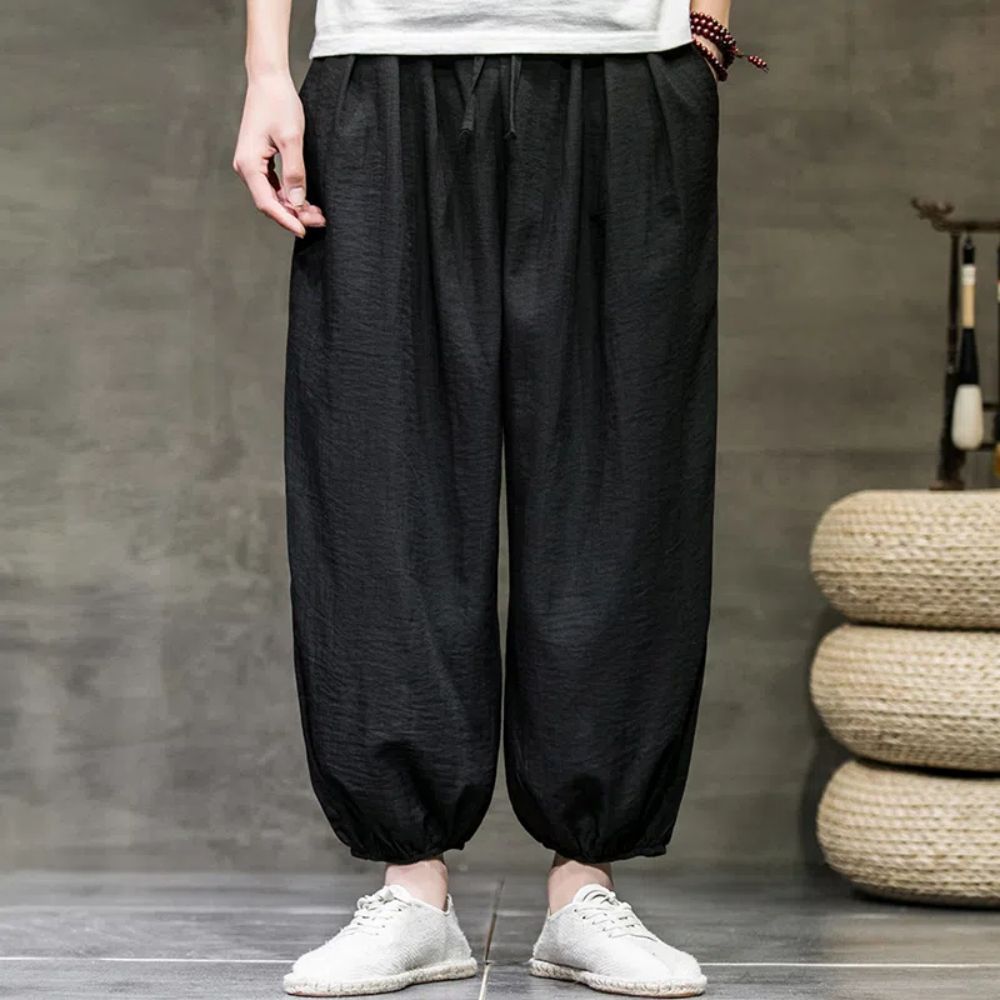 Men Harajuku Harem Pants 2023 Mens Summer Cotton Linen Joggers Pants Male Vintage Chinese Style Sweatpants Fashions Size S-3XL