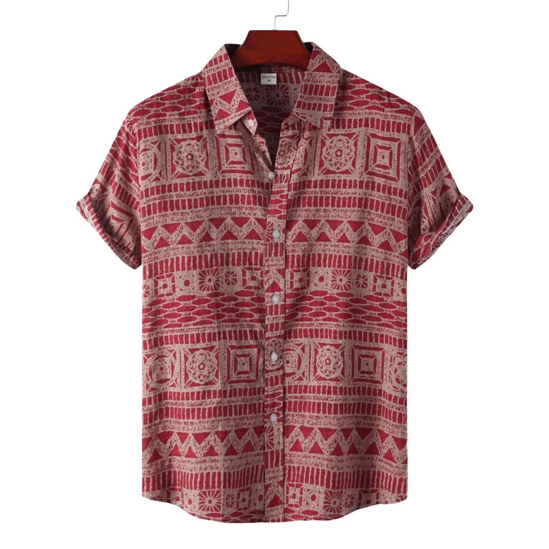 Luxury Men's Shirt Man T-shirt Tiki Fashion Shirts And Blouses Clothing Social T-shirts Hawaiian Cotton Oversize Free Shipping