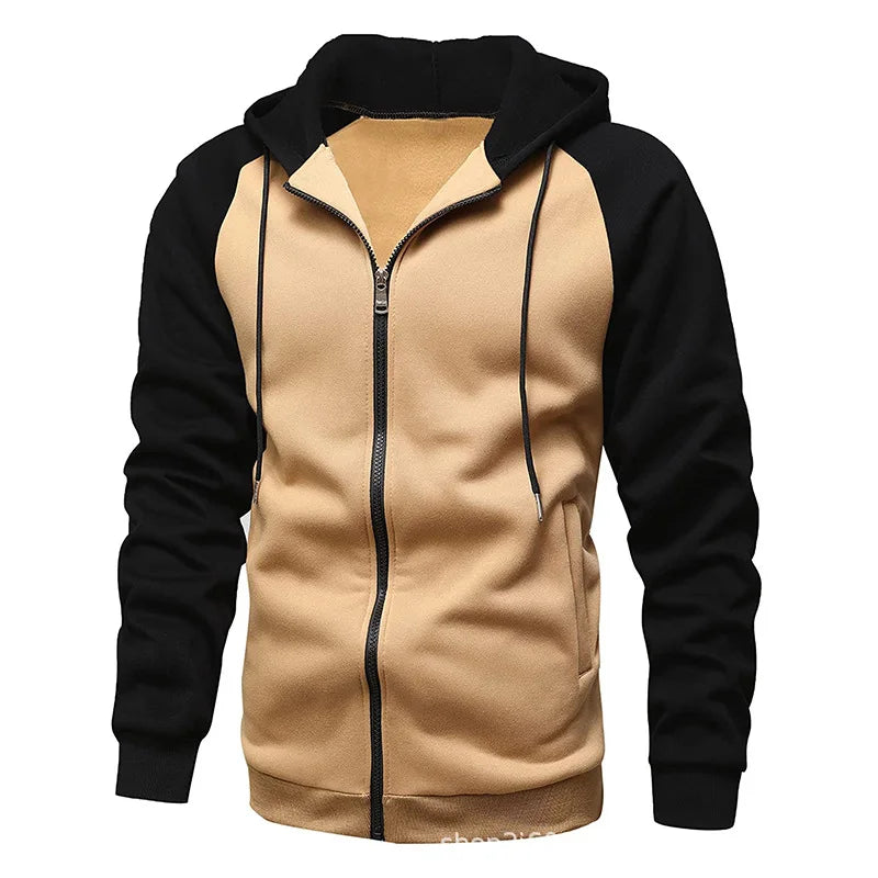 FORUWISH  -  Prowow New Men's Zip-Up Color Block Hoodie with Casual Stylish Durable Fall/Winter Top Raglan Sleeves Hoodies Sweatshirt Male