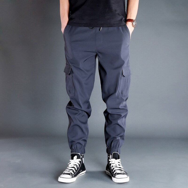 Winter Men Pants Thick Fleece Joggers Multi Pocket Loose Sport Trousers Male Casual Warm Sweatpants Cargo Pants M-6XL