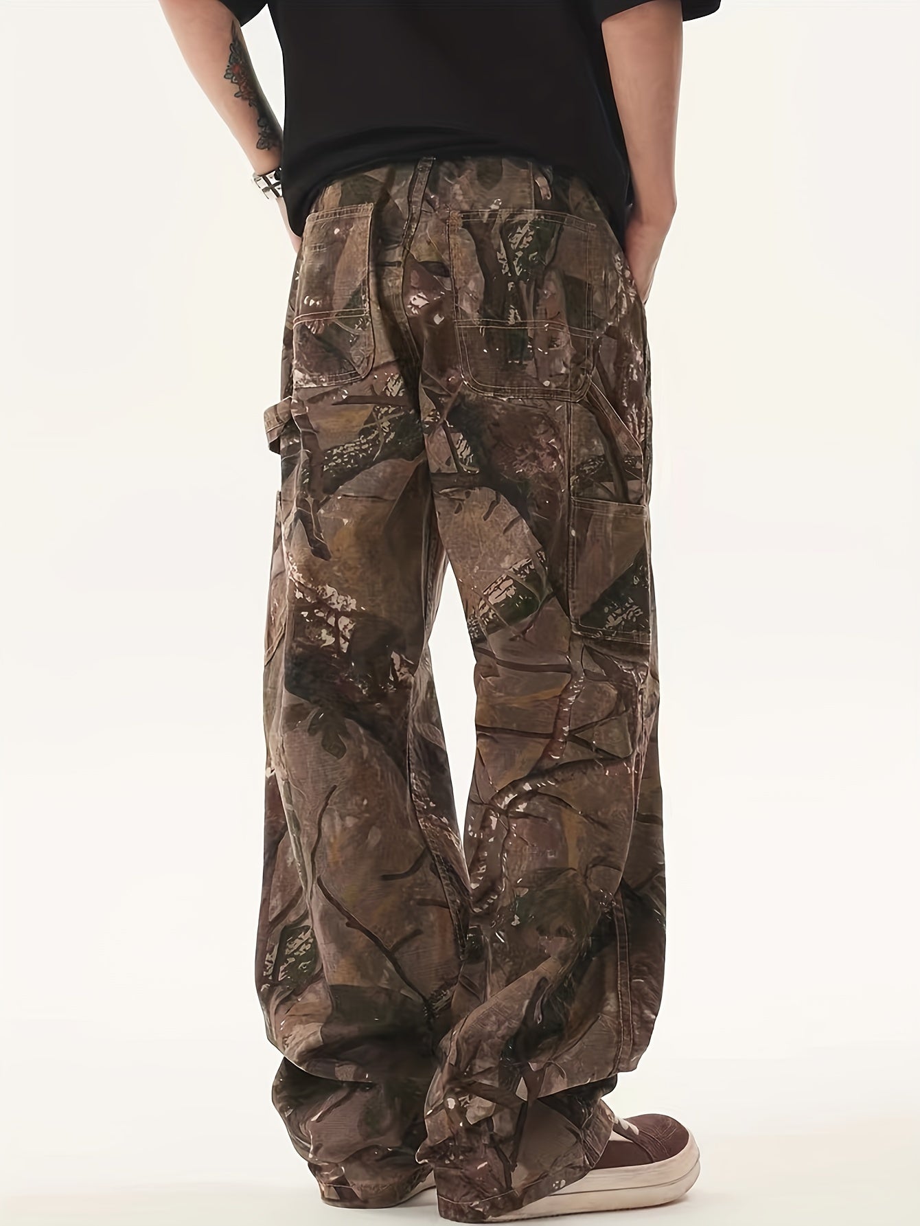 Men's Camouflage Pattern Print Jeans, Men's Stylish Comfy Denim Pants, Versatile For Outdoor Activity & Casual Wear