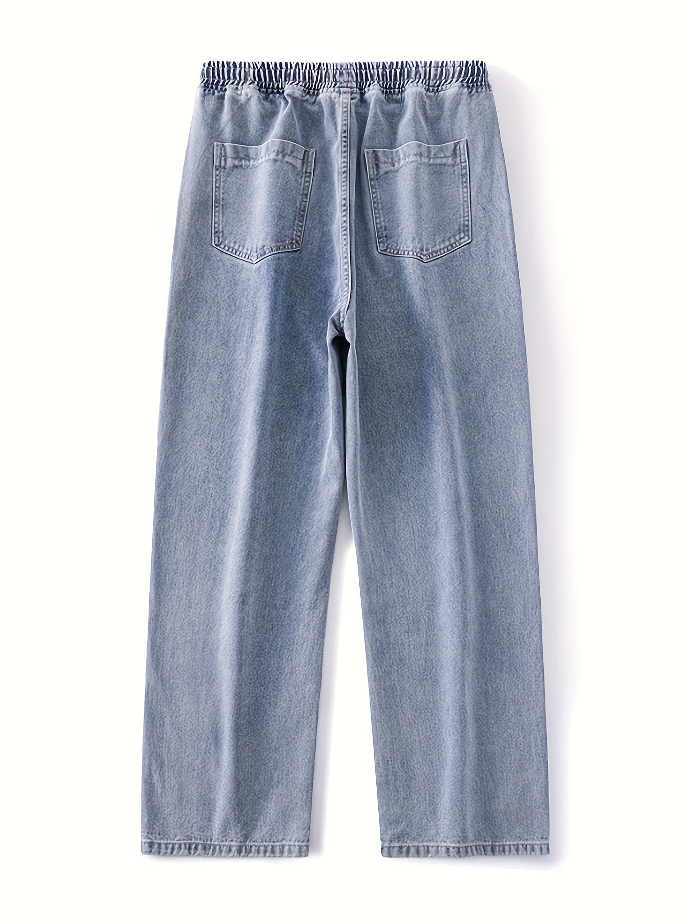 Trendy Teen's High-Waisted Denim - Breathable, Loose-Fit Streetwear Pants with Ombre Design, Elastic & Drawstring Waist