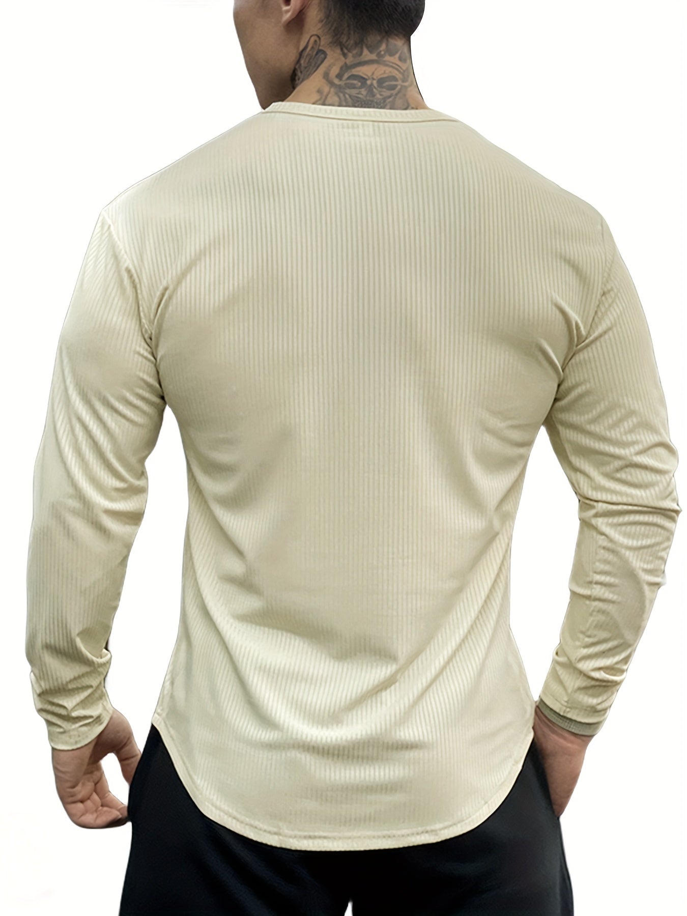 Quick-drying Men's Long-sleeved Solid Color Round Neck Sports T-shirt for Running Fitness Basketball Training